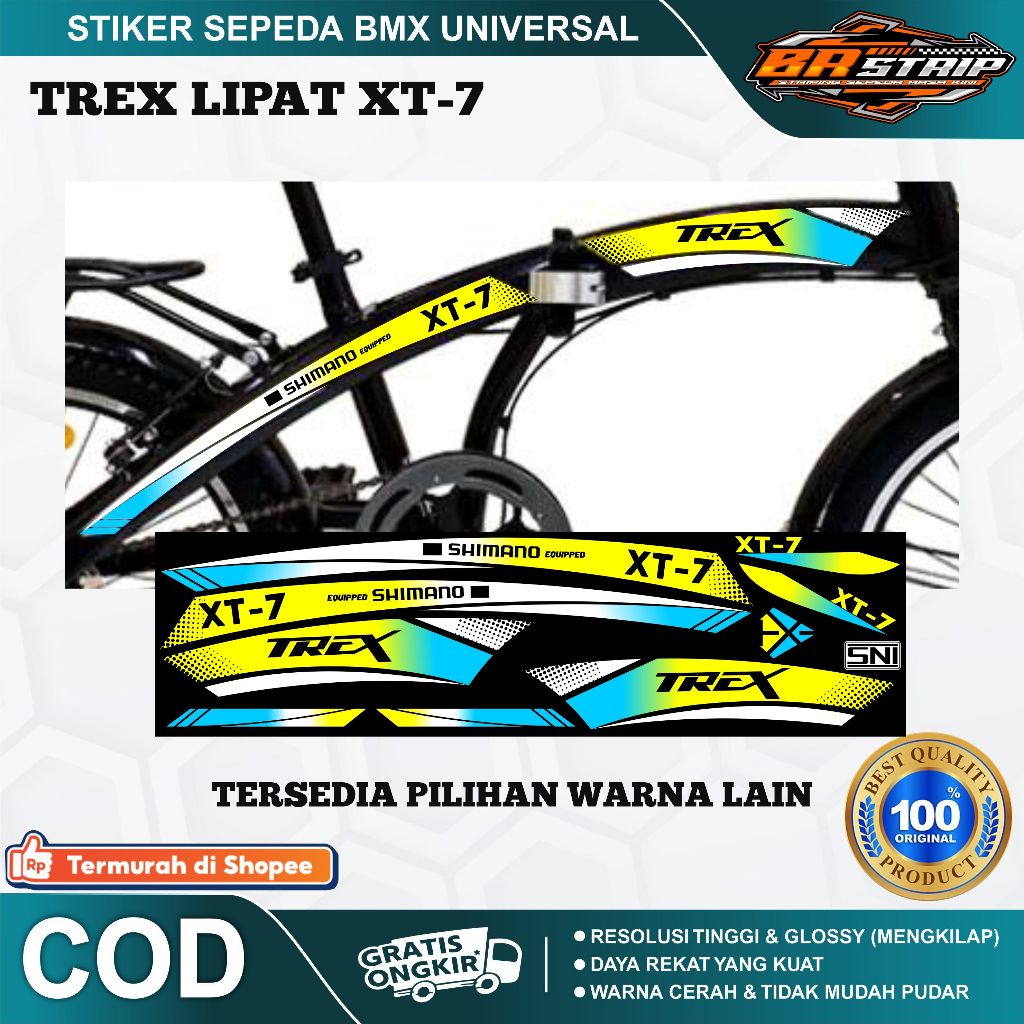(COD) stiker striping sepeda lipat trex xt-7 BMX 18 20 glossy lentur anti air