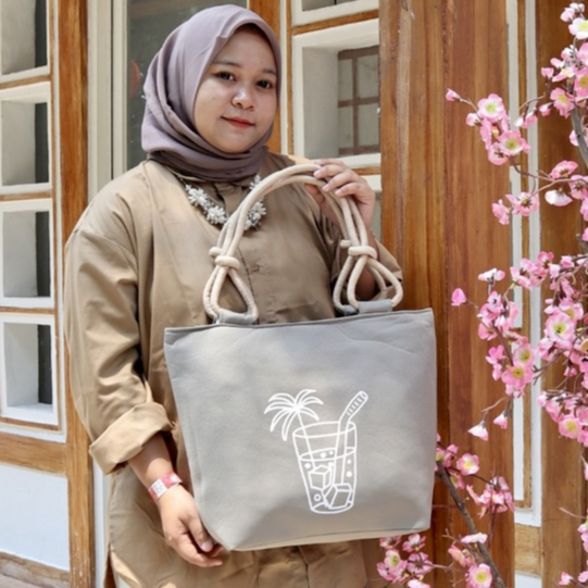 Tas Kanvas custom nevset bag tas promosi menerima pesanan ready banyak tas Totebag sablon tali sumbu