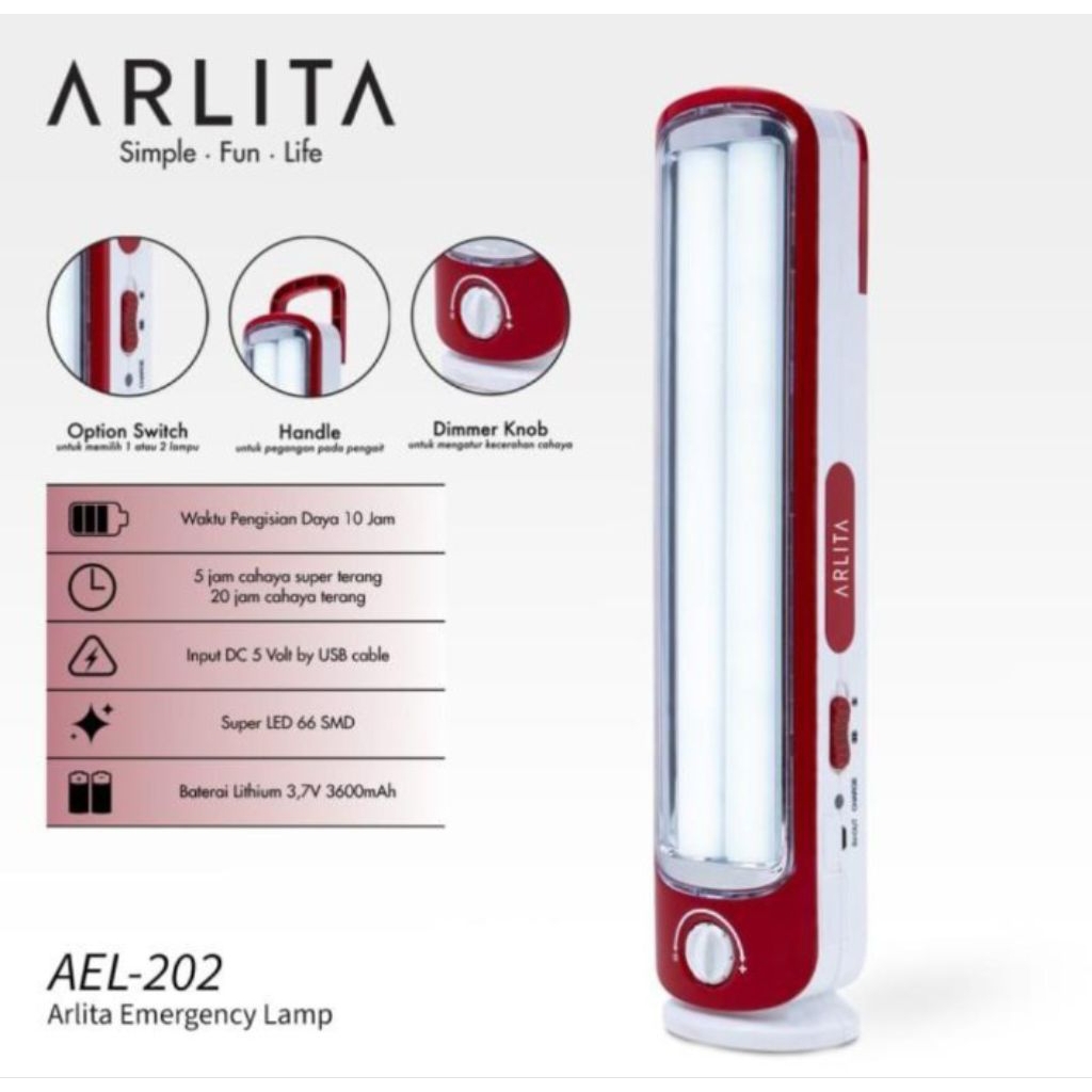 LAMPU EMERGENCY ARLITA AEL 202 - EMERGENCY LAMP ARLITA - LAMPU CASAN - LAMPU DARURAT ARLITA - LAMPU 