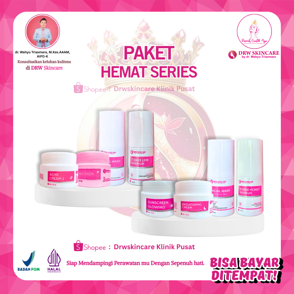 Drw Skincare Paket Hemat Whitening / Acne Untuk Wajah KUsam Flek Jerawat ORIGINAL BPOM [COD OK]