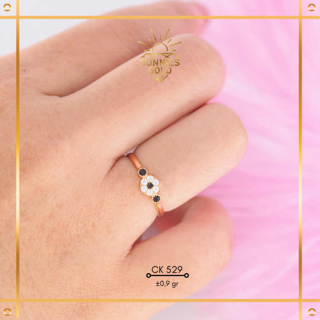 CINCIN EMAS ASLI KADAR 6K DAN 8K CINCIN BULAT FULL PERMATA EMAS ASLI BERSURAT RING GOLD - CK 529