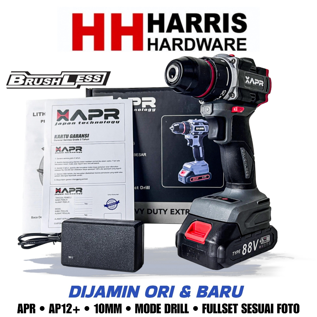 BOR BATERAI PROMO APR AP12+ KEYLES AUTOLOCK DRILL 10MM BOR BESI KAYU TEMBOK SKRUP BAJA RINGAN