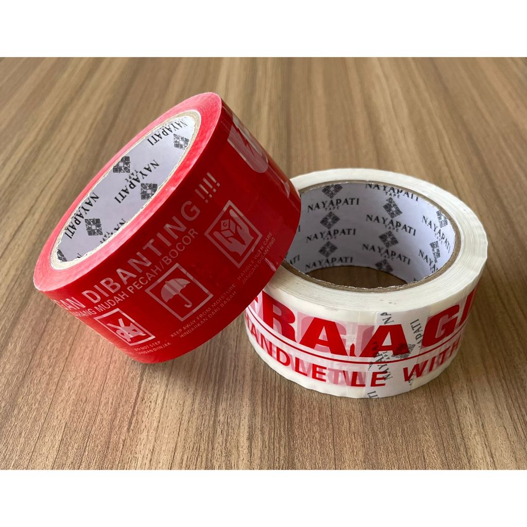 

LAKBAN NAYAPATI TAPE FRAGILE MERAH DAN PUTIH 48 MM (2 INCH) X 90 YARD ECO