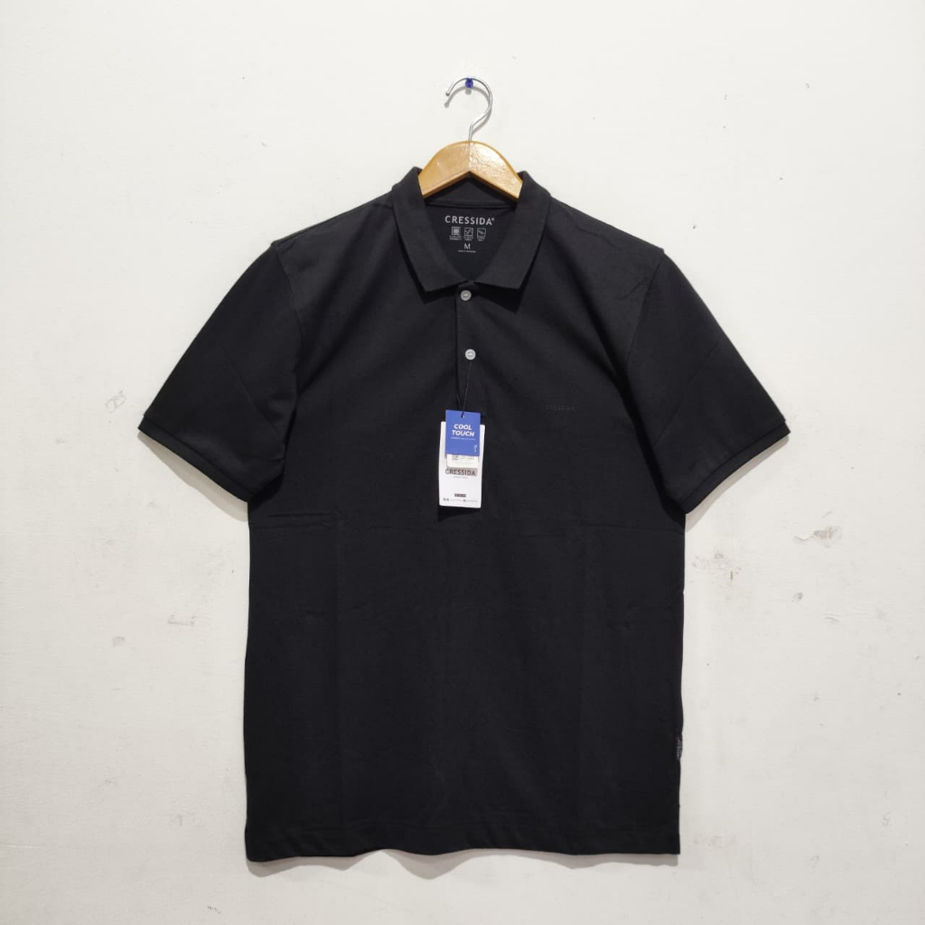 CRESSIDA Kaos Polo/Kaos Kerah Hitam Polos Lengan Pendek SYWAS.VR005H