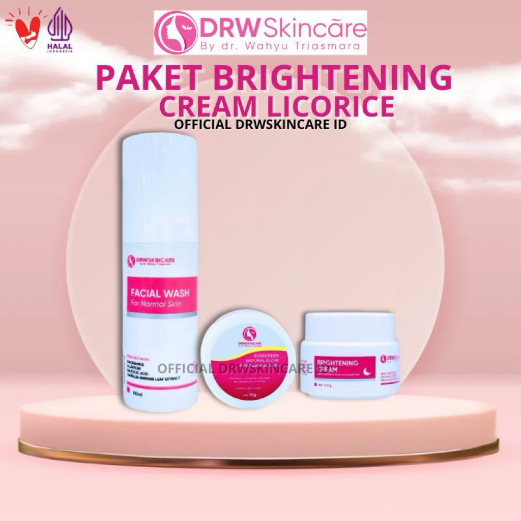 DRW SKINCARE PAKET BRIGHTENING CREAM 1 WITH LICORICE | PAKET FLEK HITAM FLEK BERAT FLEK BANDEL