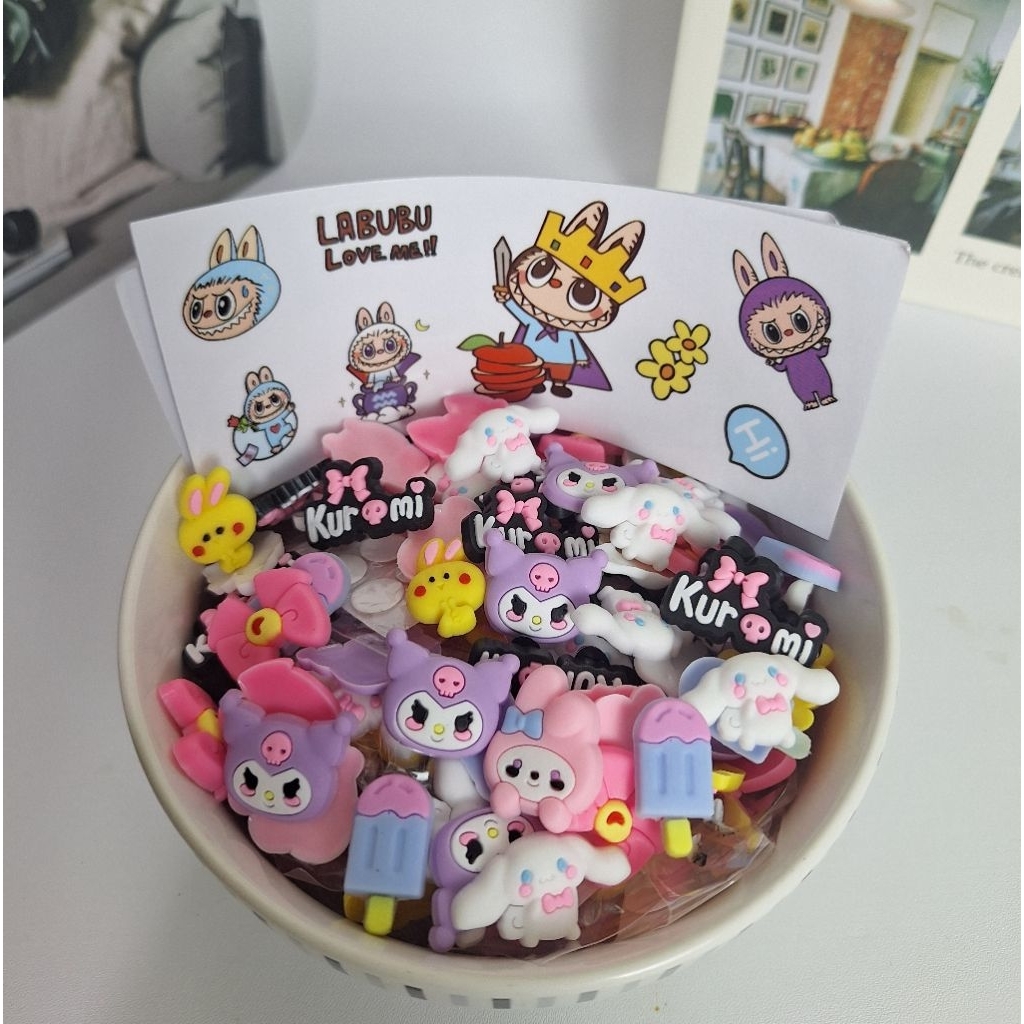 3D STIKER Sanrio isi 22 PCS + Stiker 2D karakter labubu, Stiker lucu menggemaskan...