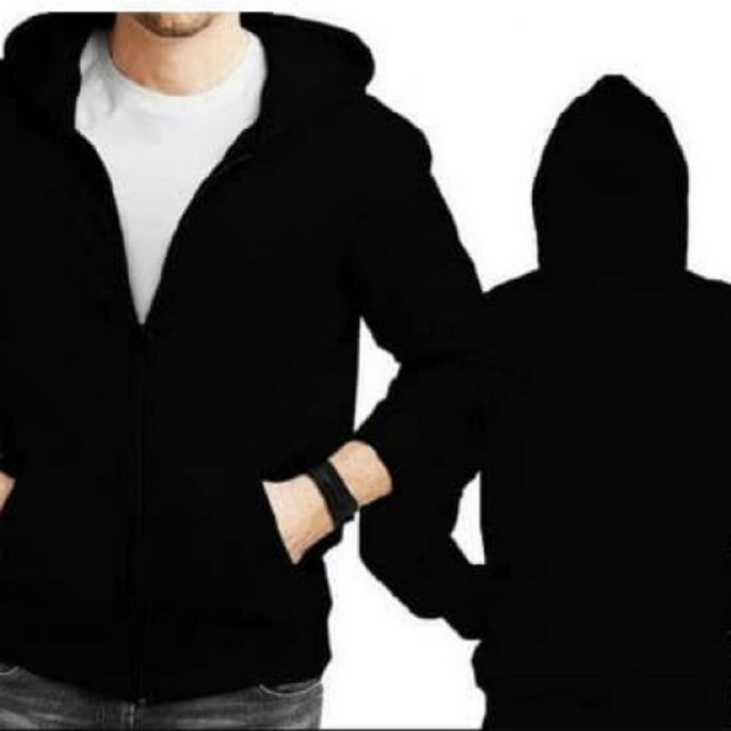 Jaket Hoodie Polos Resleting Jumbo XXXL dan 5XL Hitam