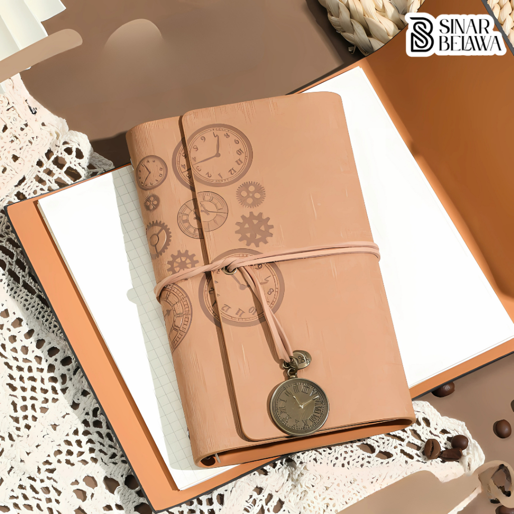 

Buku Jurnal Binder Leather Notebook A6 160 Page Grid Blank Line