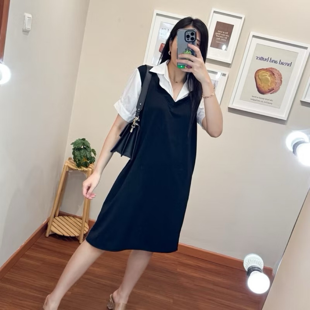 Dress Korea - Dress Pendek Korea - Dreskor - Dress Retro - Dress Casual - Dress Gereja - Dress konda