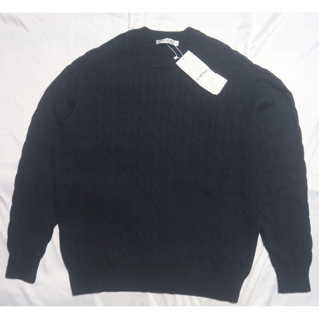 NEW INTEMPOMOOD BNWT Cable Standard Raglan Kepang Dark Navy Baru Ada Tagnya Katun Cakep Knitwear Swe