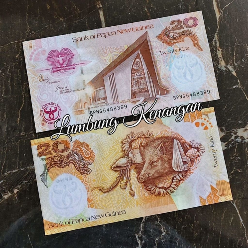 uang asing murah papua Nugini 20 Kina Gres