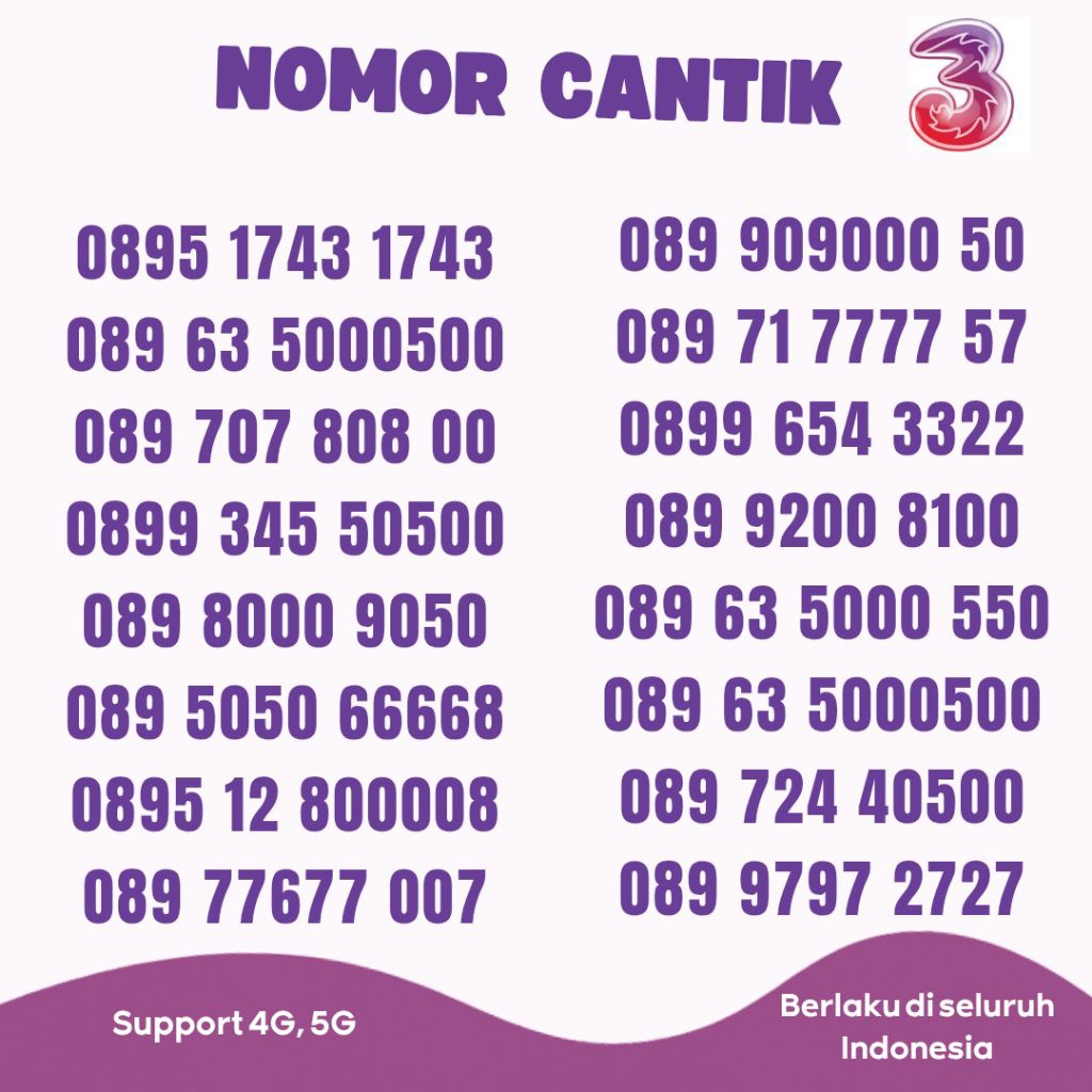 NOMOR CANTIK TRI THREE 3