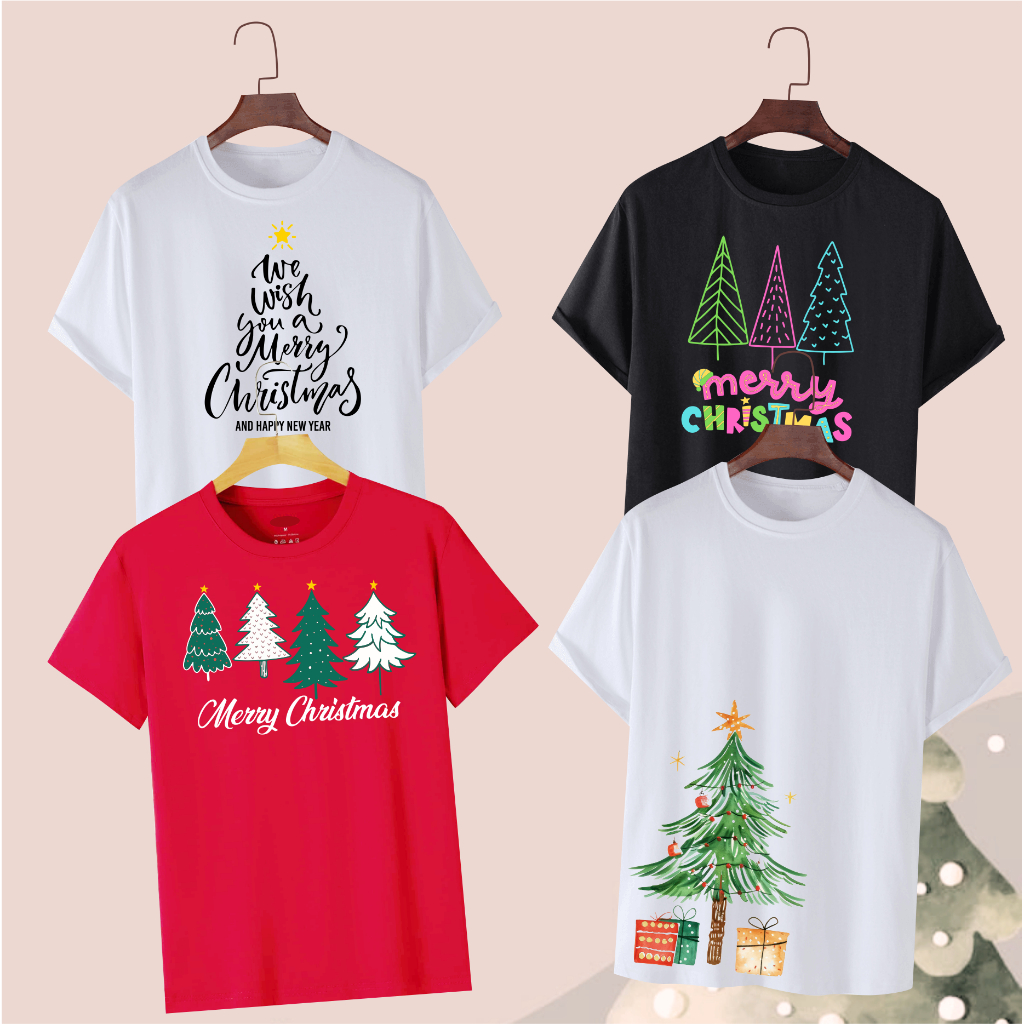 KAOS NATAL GAMBAR POHON CEMARA/Kaos Natal Wanita gambar pohon cemara