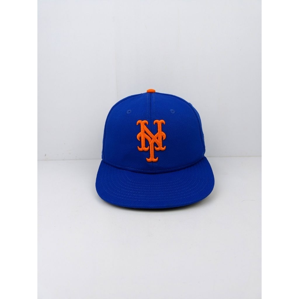 Topi MLB New York Mets Logo NY Royal Blue Orange Simpel Skena Baseball 6 Panel Outdoor Cap