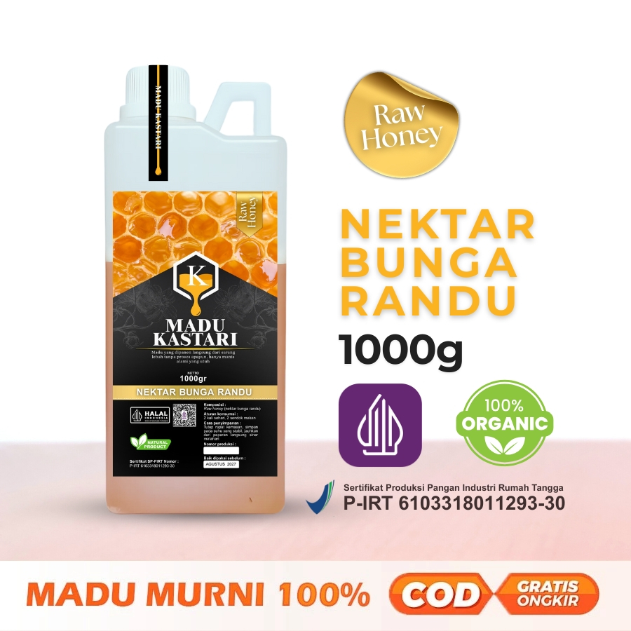 

Madu Kastari Murni Asli Nektar Randu 1000gram Grade A 100% Alami Pure Raw Honey