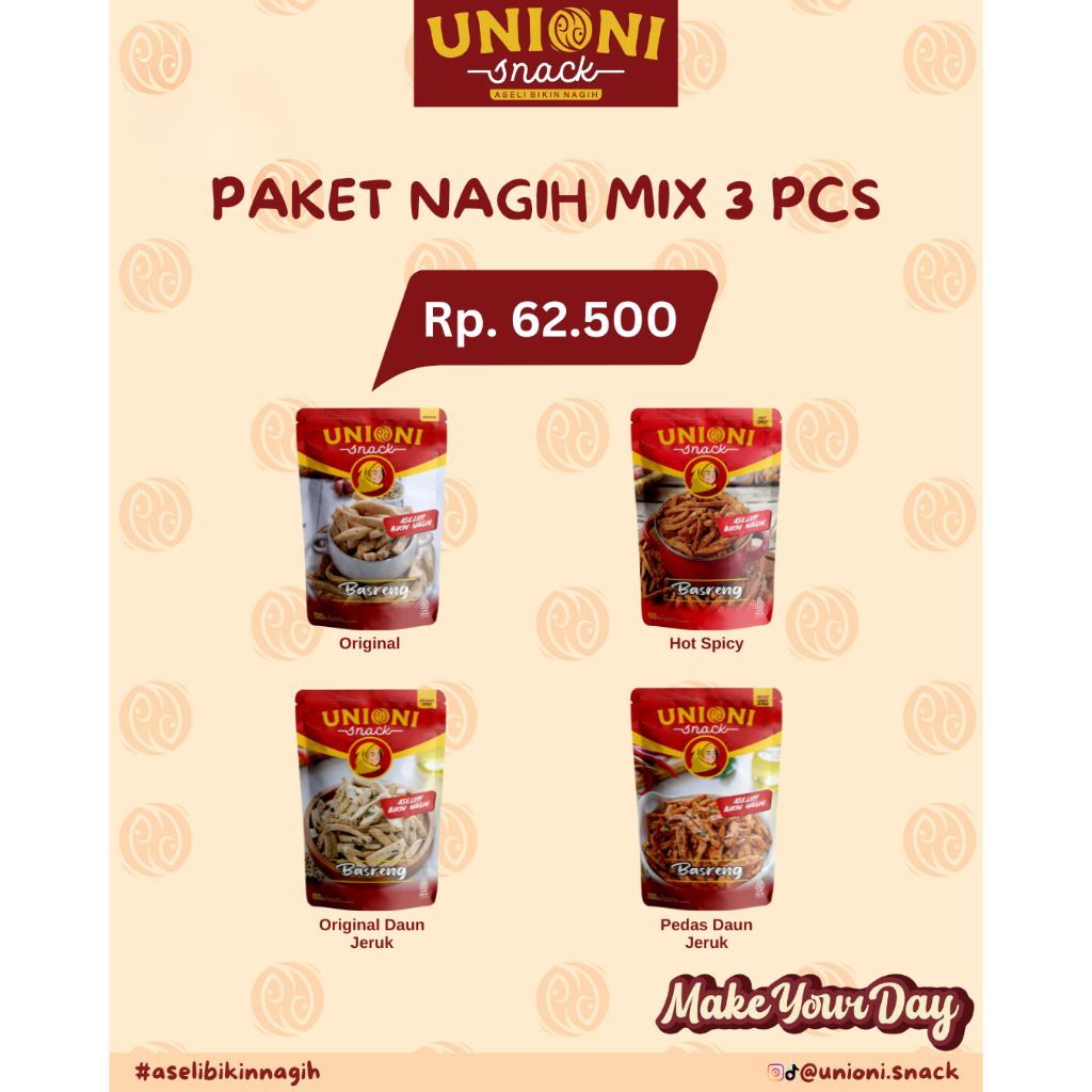 

Unioni Paket Mix 3 Pcs Basreng | Aseli Bikin Nagih