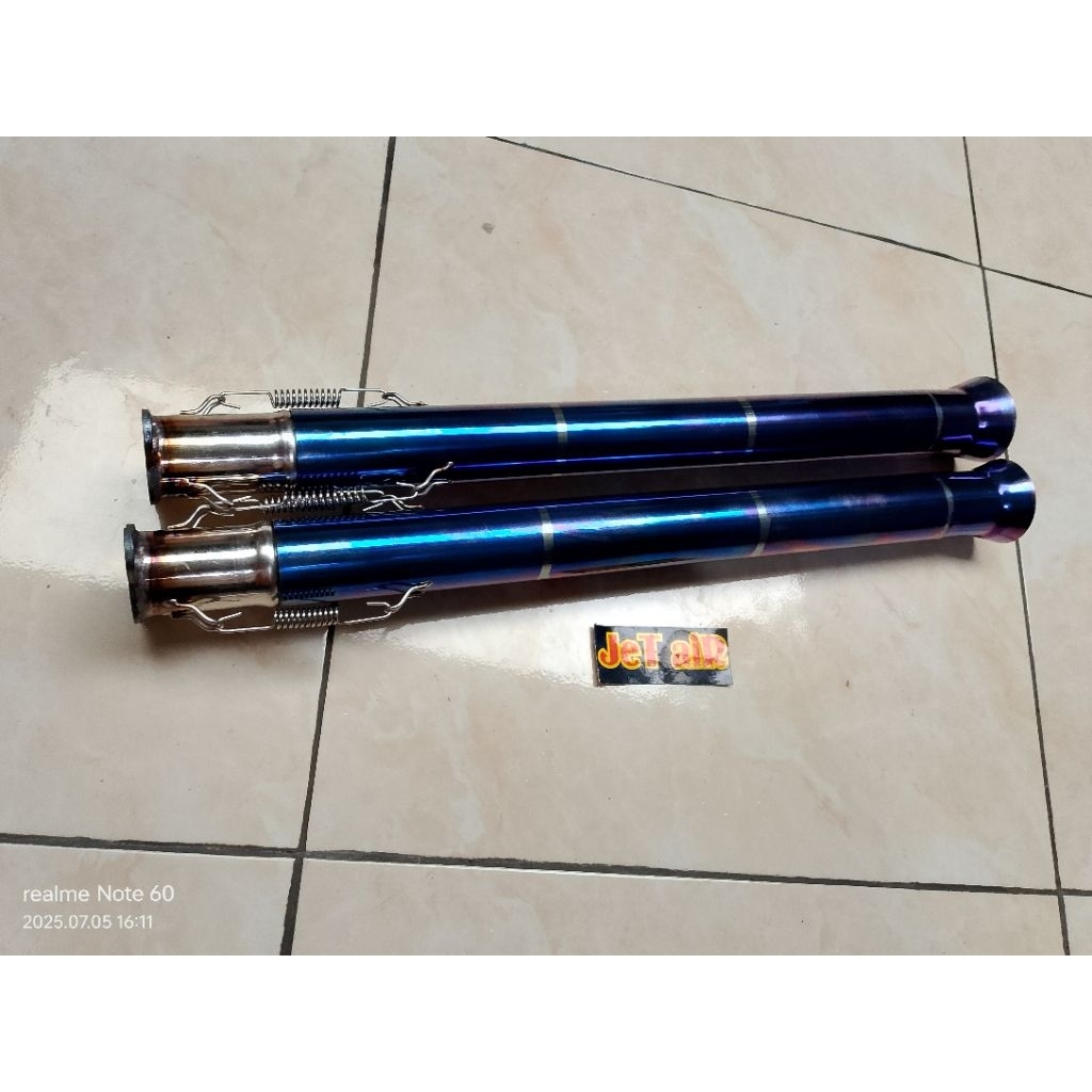 knalpot perahu ukuran 38 mm full blue 500cc 390 460 440 460 480
