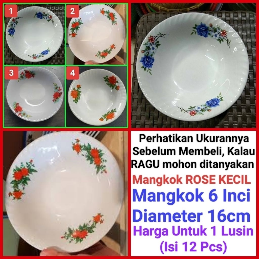mangkok soto KECIL keramik mangkok bubur es sekoteng mangkok ROSE keramik ukuran 6 Inci harga 1 Lusi