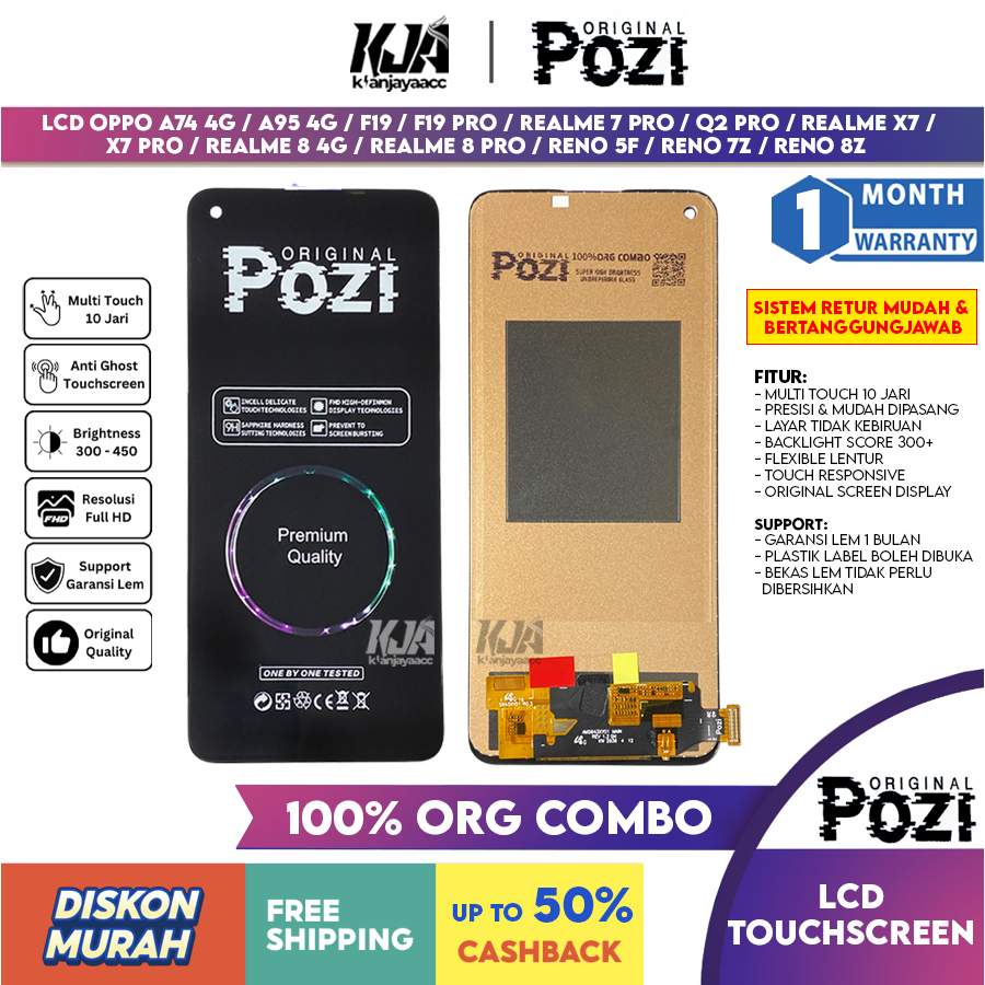 LCD Original Oppo A74 4G - F19 - F19 PRO - Oppo A95 4G - Reno 5F - Reno 7Z - Reno 8Z - Realme 7 Pro 
