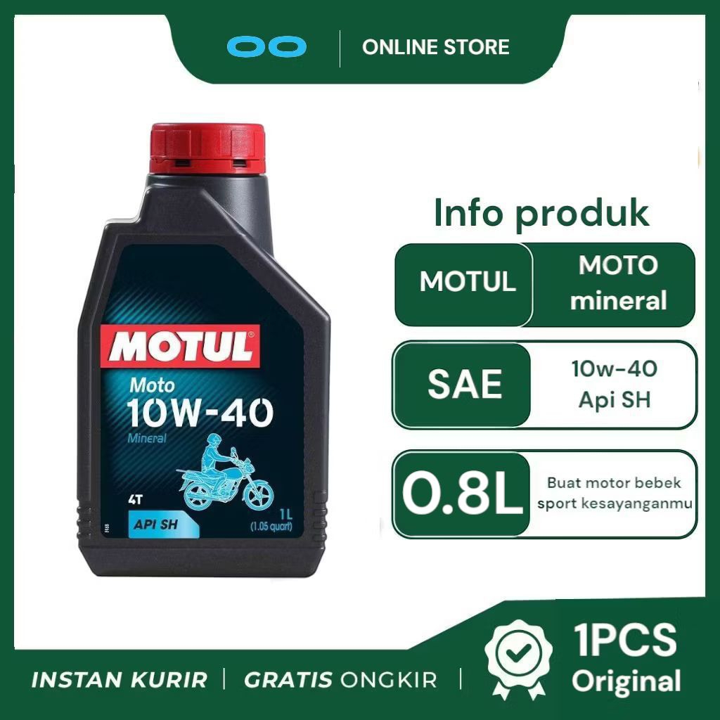 OLI ORIGINAL MOTUL MOTO4T 10W-40 Oli Motor Motul MOTO 4T 10W40 0.8L