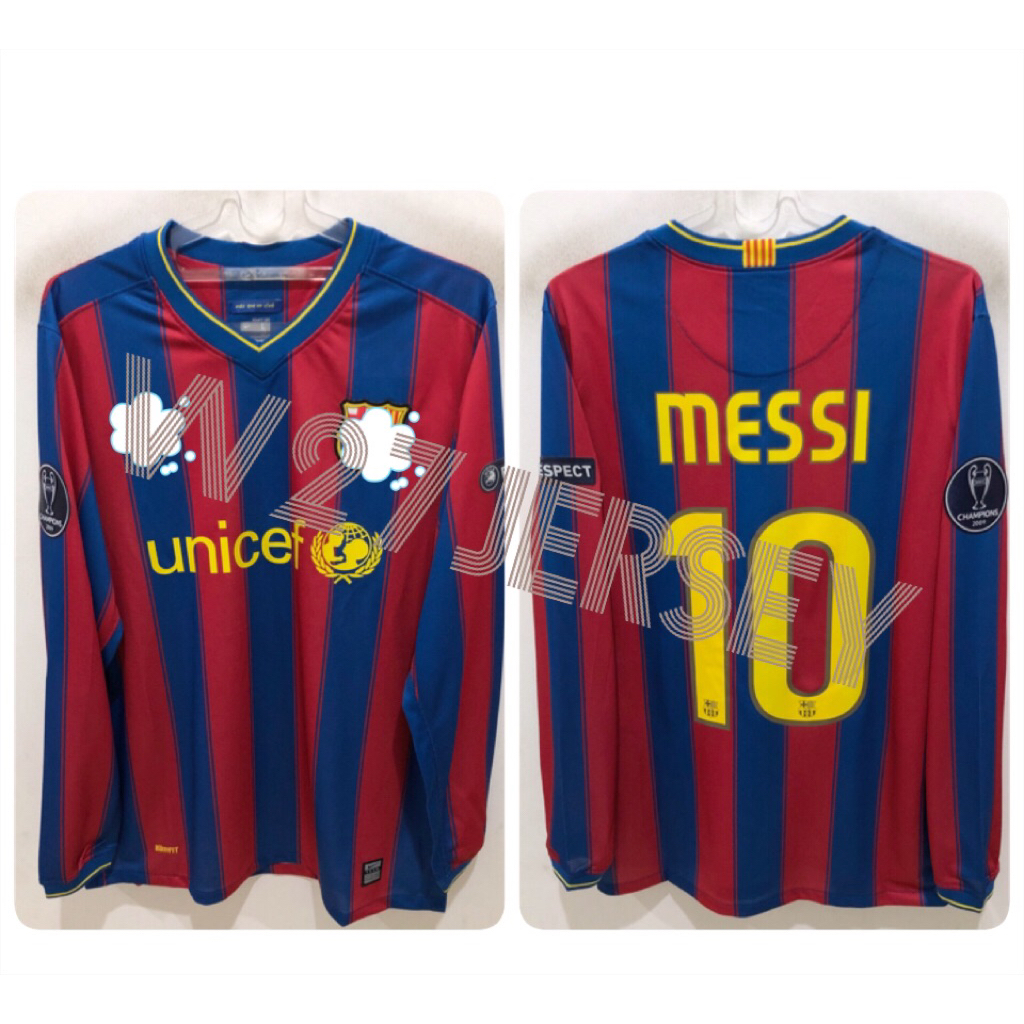 JERSEY RETRO - BARCELONA HOME LONGSLEEVE 2009-2010 name player Messi + Patch