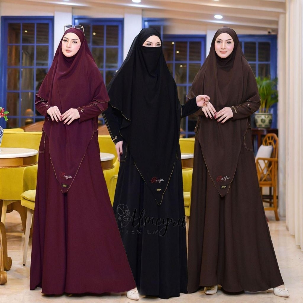 GHAMMAMAH SYAR’I BY ALMEYRA PREMIUM GAMIS EDISI UMROH TERBARU SIMPLE FRENCH KHIMAR SYARI GAMIS KEWAH