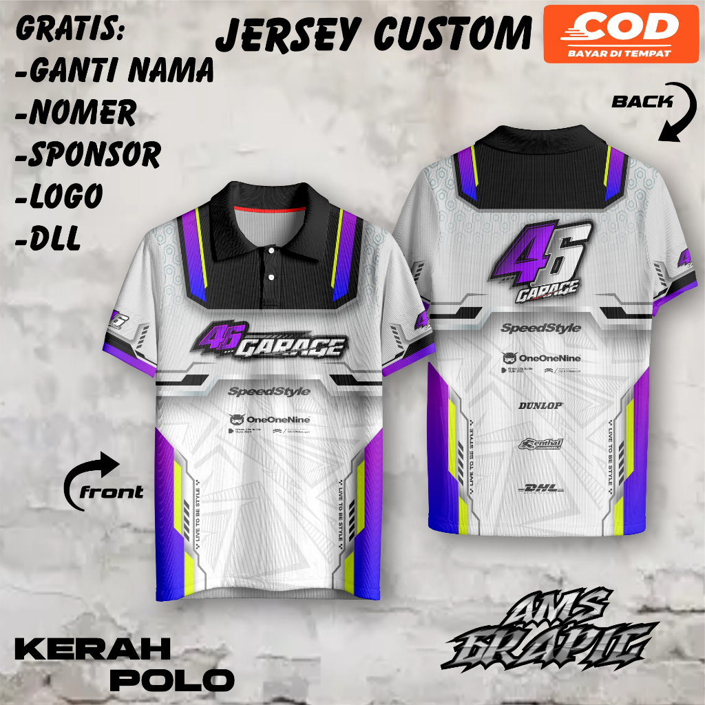 02043 Jersey 46 GARAGE CUSTOM JERSEY RACING full printing jersey balap bisa ubah nama nomor