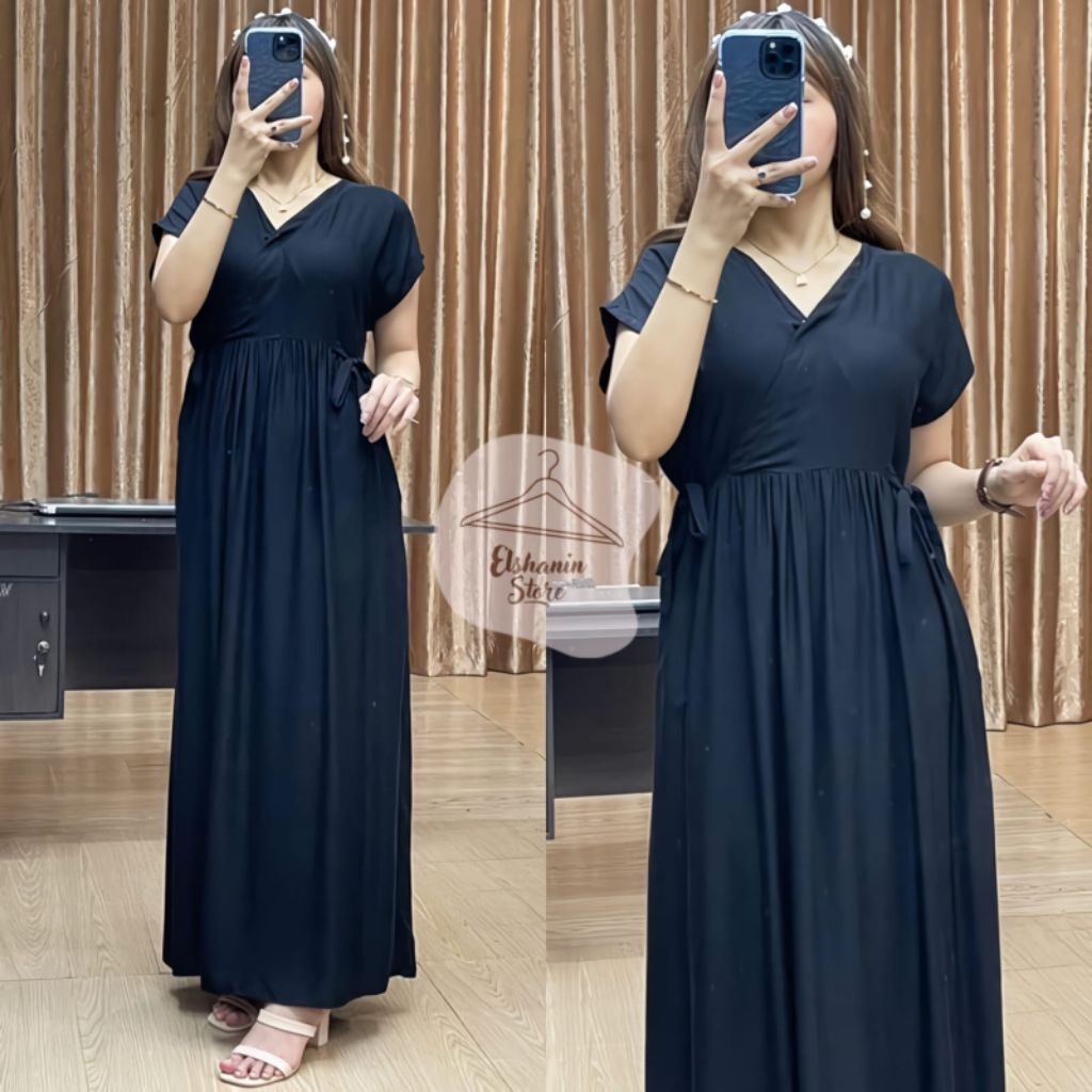 Daster Rayon twill kimono Longdress BUSUI tali samping