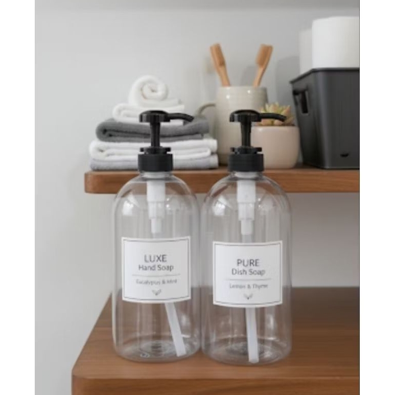 Botol Sabun Pump Transparan 1000ml PET Plastik Bening / Botol Pump 1000ml Bening