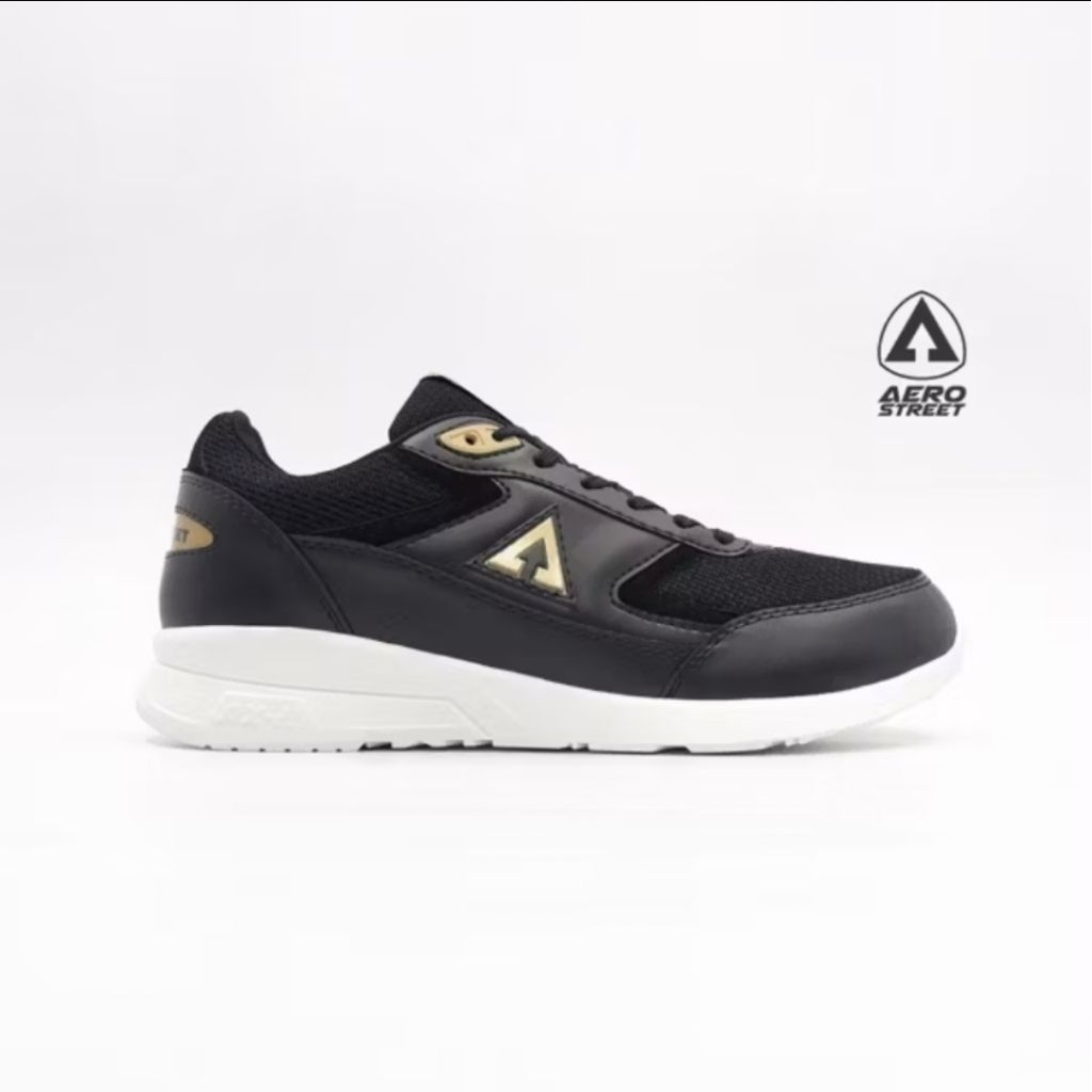 [Promo] Sepatu Aerostreet Ukuran 39 Osaka Putih Hitam Emas - Sepatu Sneakers Casual Pria Wanita Aero