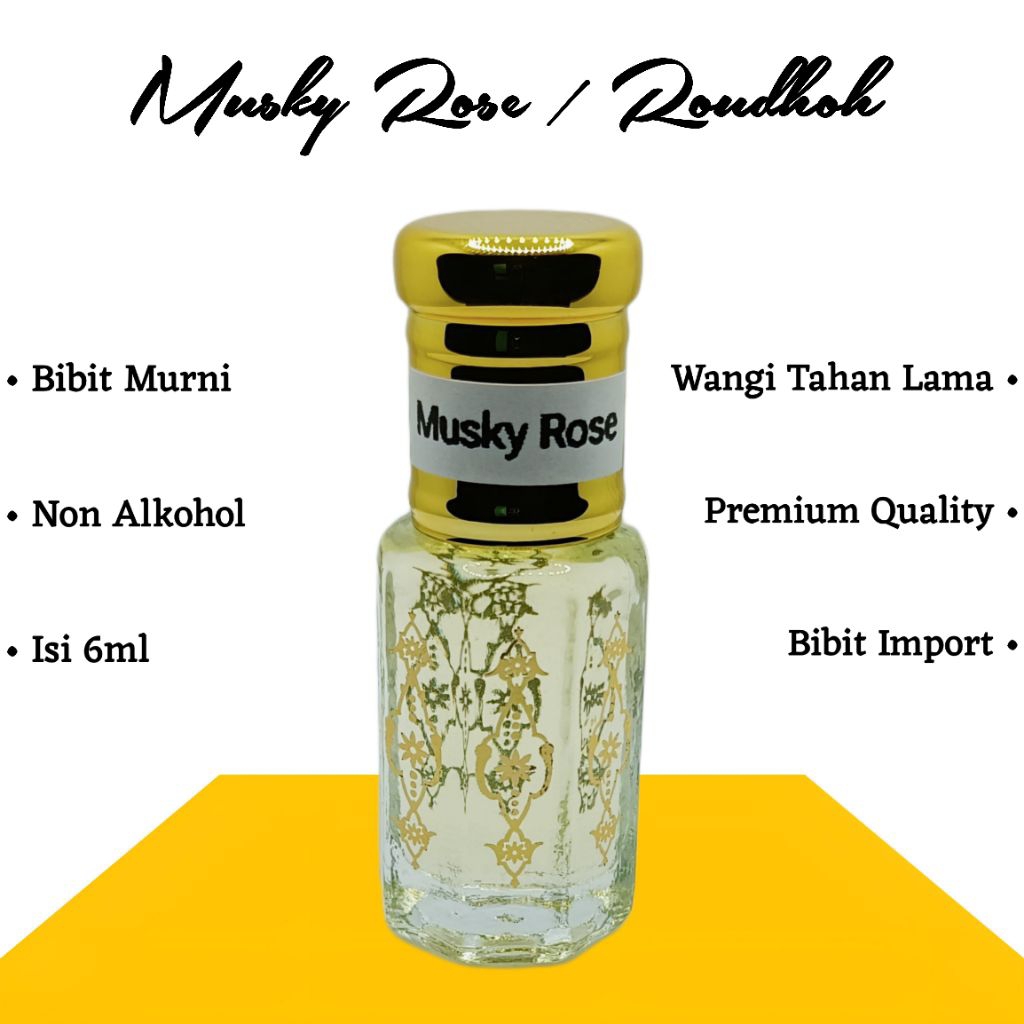 Minyak Wangi Arab MUSKY ROSE / ROUDHOH (6ML) Original Bibit Murni Wangi Tahan Lama / Minyak Wangi Sh
