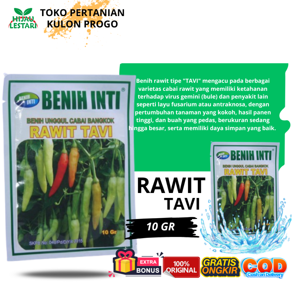 RAWIT TAVI 10gram - Benih biji bibit Unggul Cabe Bangkok - Cabai Rawit Putih Cap Benih Inti