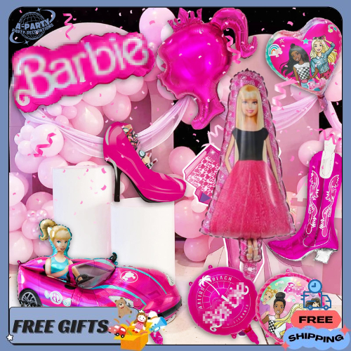 Balon Foil JUMBO Barbie / BULAT Barbie and Friends / Pink Heels / Boots / Radio / Sepatu Roda/Perlen
