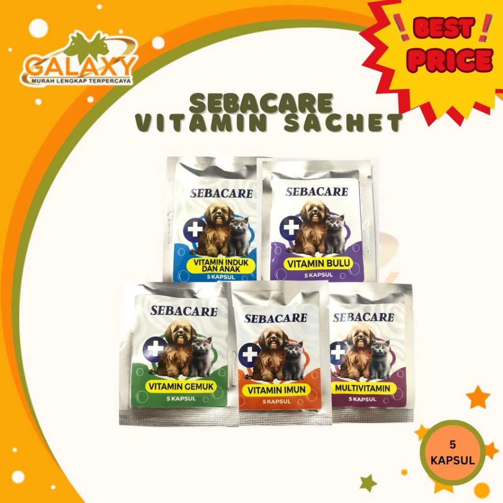 SEBACARE VITAMIN SACHET MULTIVITAMIN - INDUKAN & ANAK - IMUN - BULU - GEMUK 5 KAPSUL (ANJING KUCING)