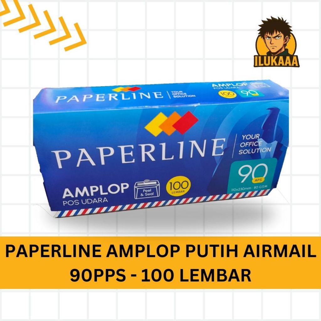 PAPERLINE AMPLOP PUTIH PANJANG AIRMAL 90 PPS AMPLOP GARIS (ISI 100 LEMBAR)