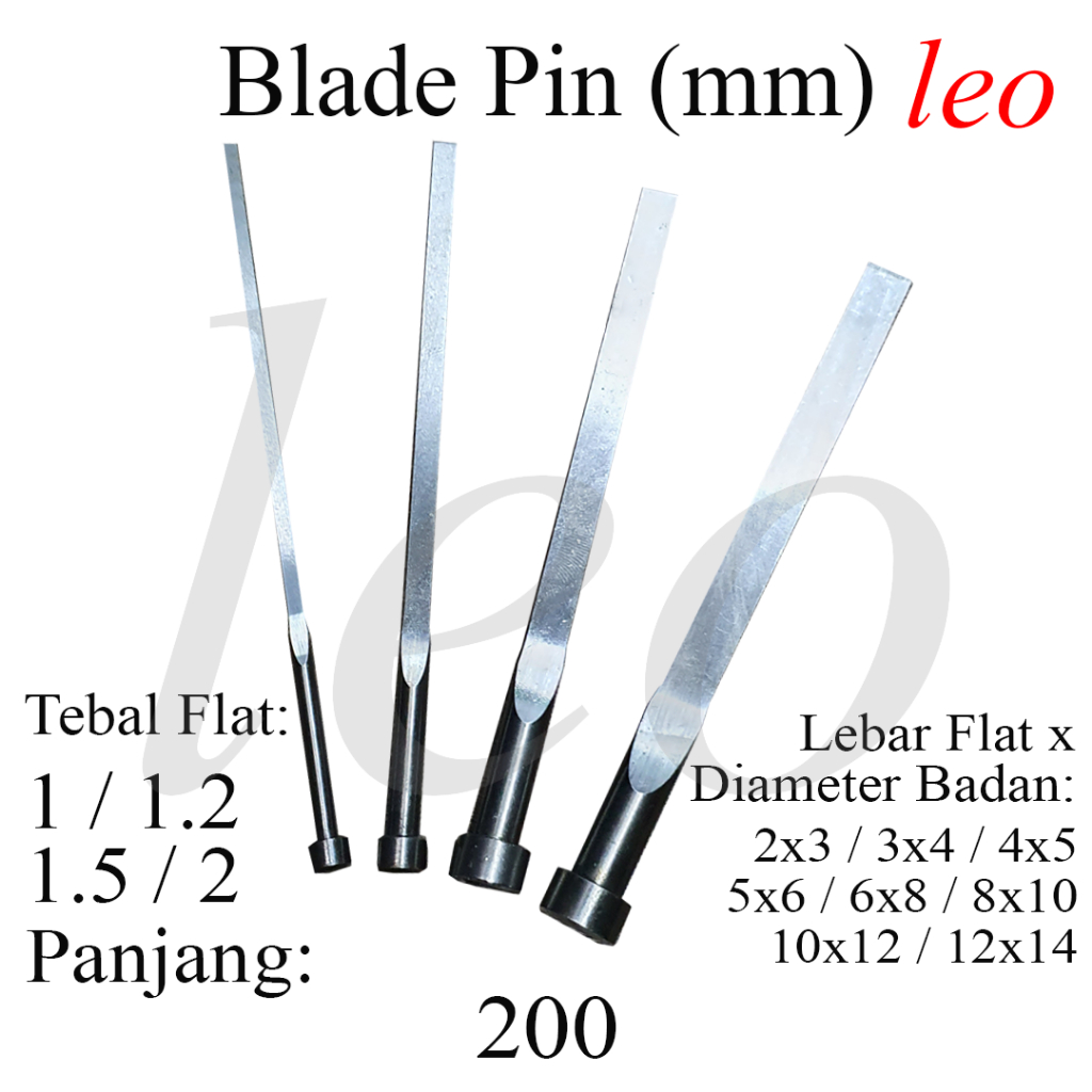 Blade Ejector Pin 200mm 1/1.2/1.5/2mm x 2/3/4/5/6/8/10/12 Pin Gepeng Pipih Pin Blade 200 mm