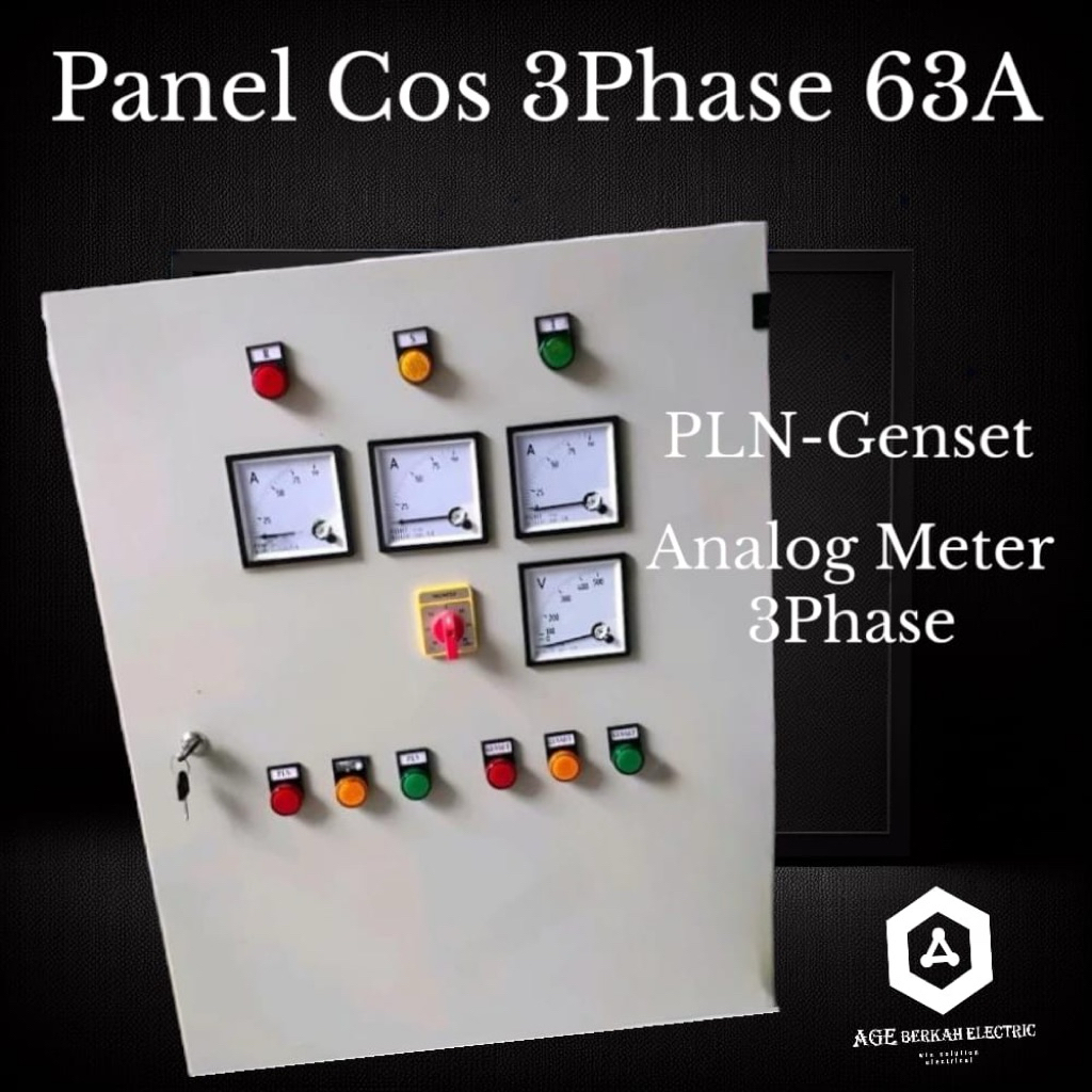 PANEL COS 3phase 63a PLN-GENSET MANUAL ANALOG METER 3phase