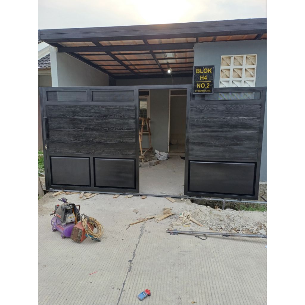 pagar pintu minimalis kombinasi grc