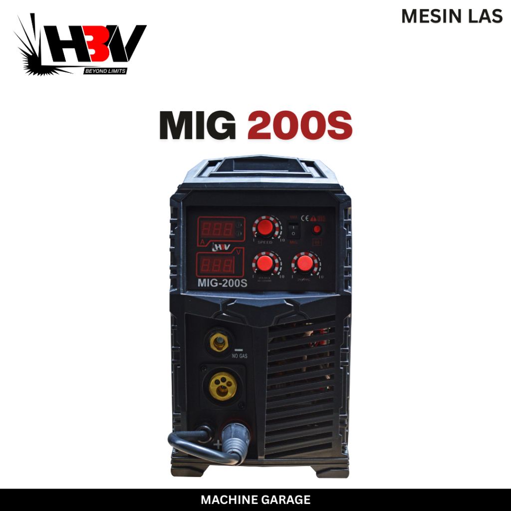 Mesin Las MIG 200S HBV 3 Fungsi Bisa Pakai Gas CO2 atau Tanpa Gas 1 Fasa 220V 40-200A Ringan 14kg Bengkel Rumahan Industri