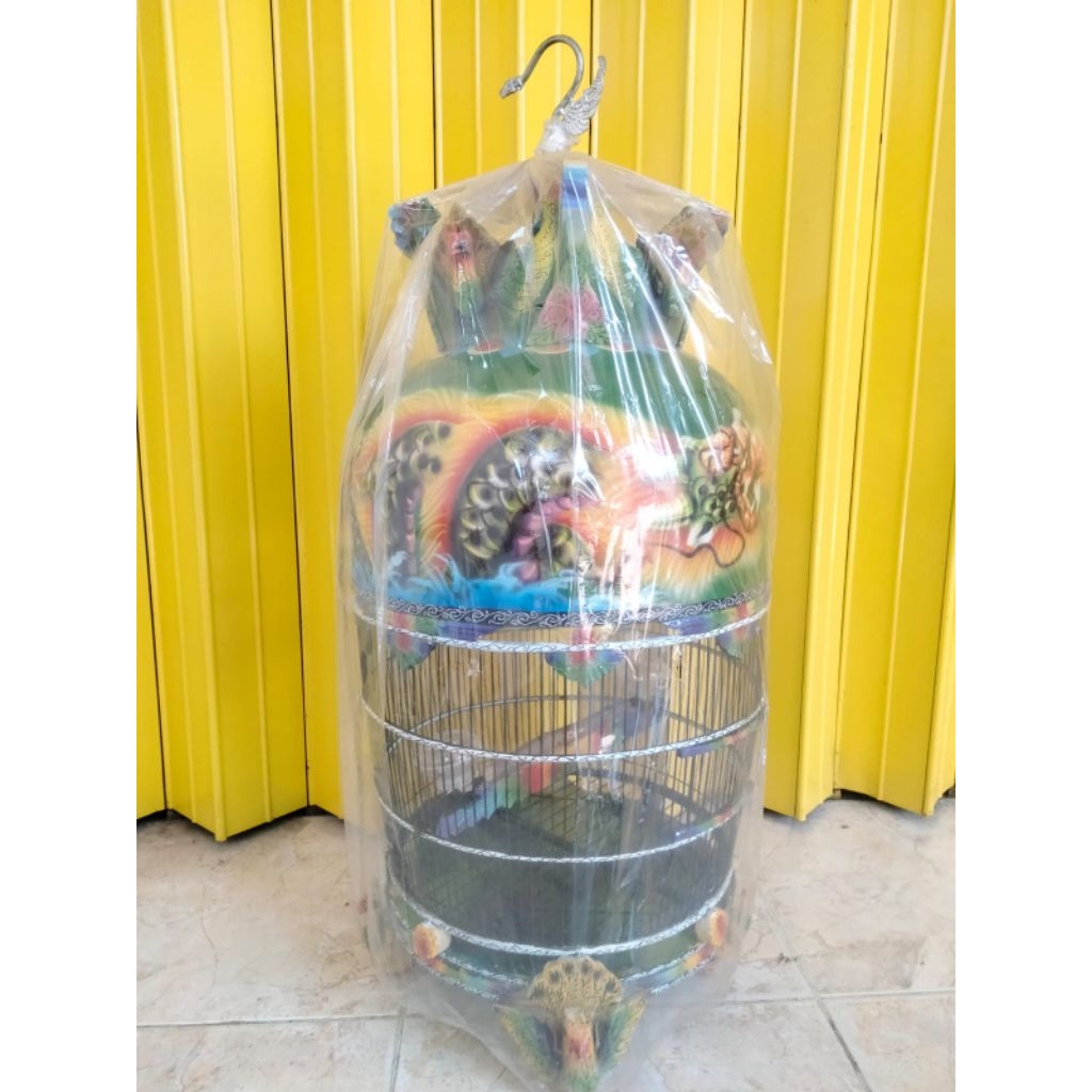 sangkar perkutut gambar naga mahkota kaki merak