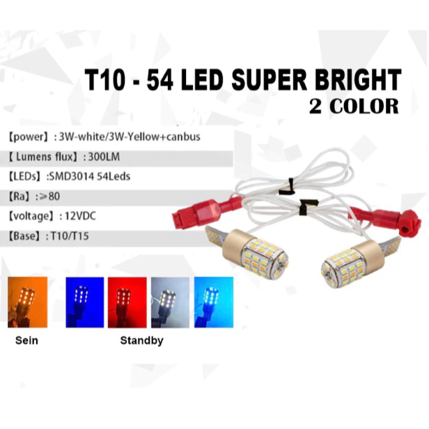 lampu LED T10 2 mode Sein + Senja BULLAES DUAL Colour DRL  Ribbon dajjal Aerox Nmax Vario