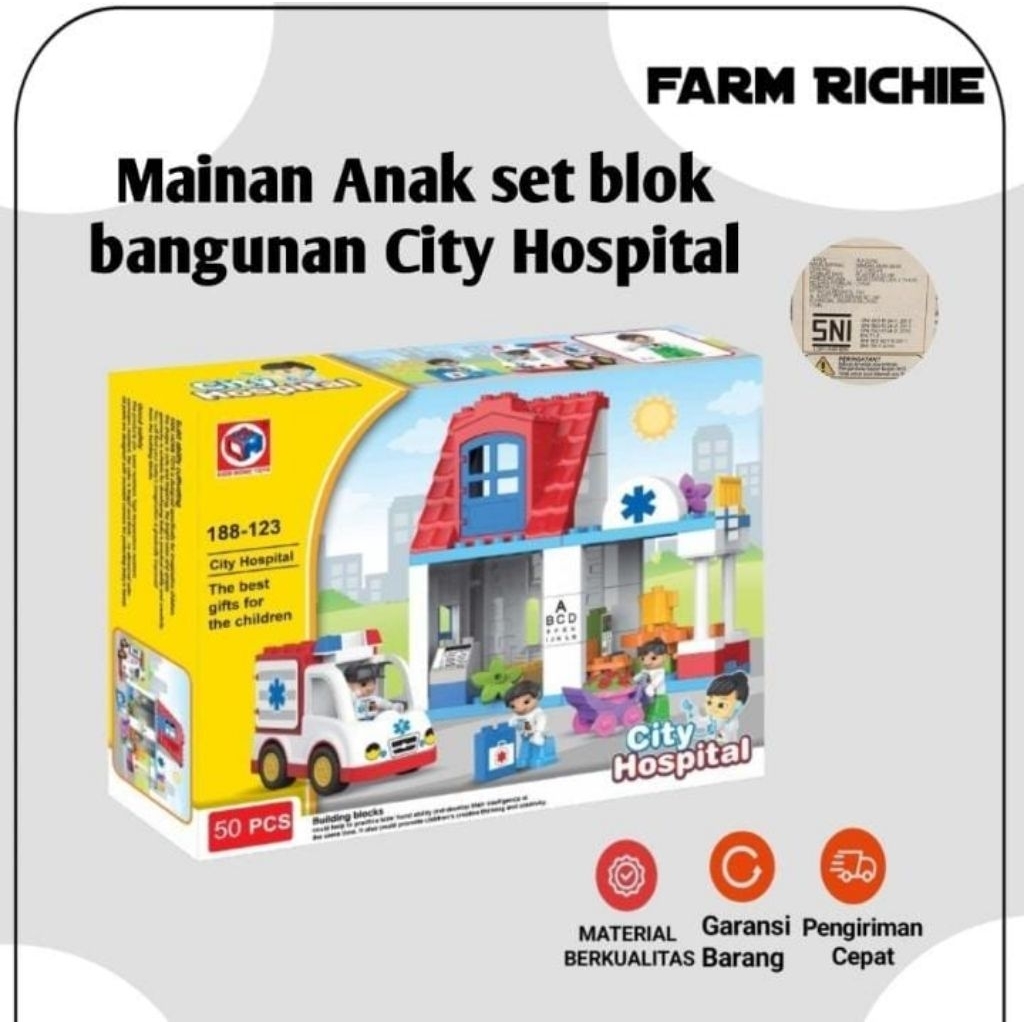 Mainan Membangun Building Blocks City Hospital 50 Pcs / Lego Rumah Sakit