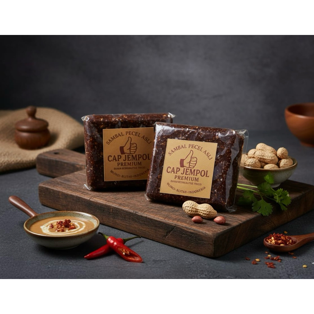 

Sambal Pecel / Sambal Kacang Cap Jempol (PREMIUM) Asli Khas Blitar Gurih Pedas Enak Tanpa Minyak (Menghindari Colestrol)