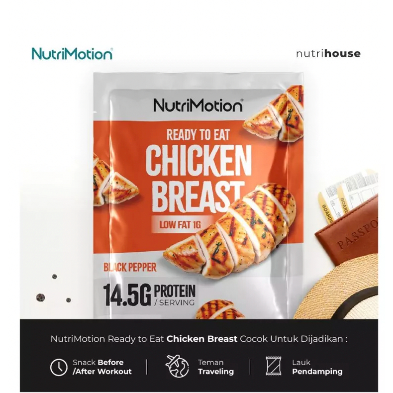 

NutriMotion Ready To Eat Chicken Breast - SIAP SAJI - Black Pepper - High Protein & Low Fat - 30 pcs