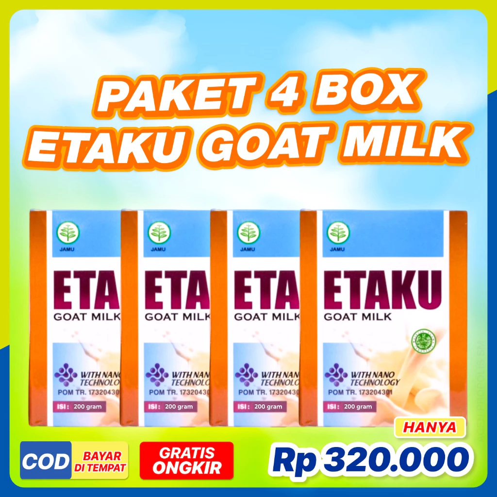 

Best Seller-Etaku Goat Milk - Susu Kambing Etawa Walatra Etaku Asli Herbal 4 Box