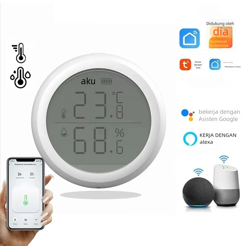 Tuya Sensor Suhu WiFi Cerdas Multi-Fungsi / Sensor Kelembaban Otomatisasi Rumah / Sensor IoT Rumah C