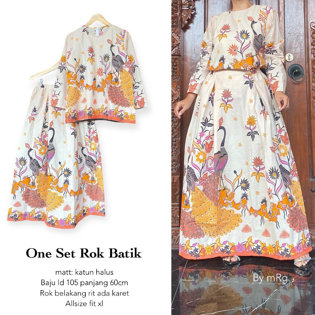 Setelan Batik Lengan Panjang Rok Panjang Wanita