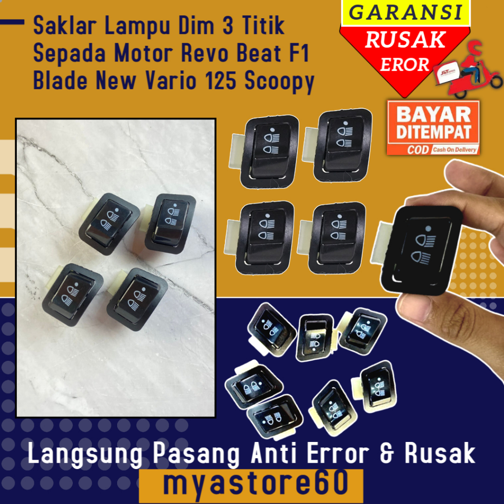 Saklar Sakelar Lampu Dim 3 Titik Revo Beat Vario 125 Scoopy F1 Blade Aksesoris Sepeda Motor