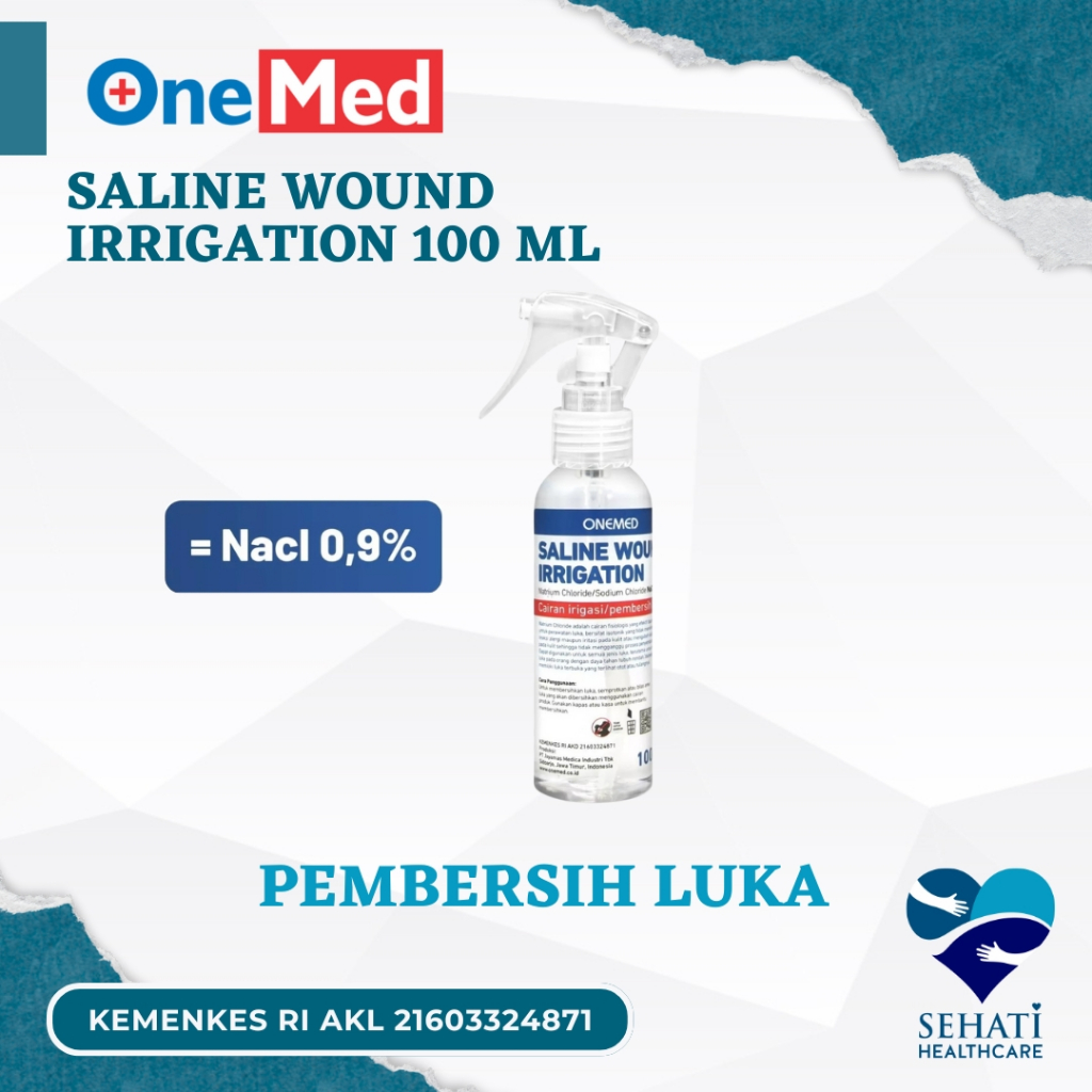 Onemed Saline Wound Irrigation 100ml (Nacl 0.9%) Spray Cairan Basuh Cuci Pembersih Luka 100 ml Keseh