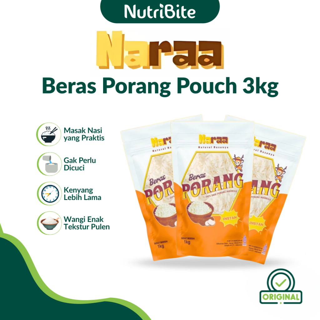 

Beras Porang Naraa 3kg Konjac Rice Premium Original
